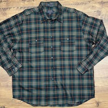 Vtg Sir Pendleton Mens XXL Long Sleeve Wool Button Up Shirt Plaid Green ... - $73.64