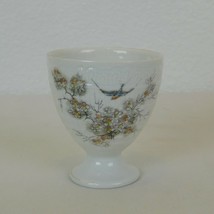 Egg Cup Large Pedestal White Pink Flowers Blue Bird Ceramic Goose Pheasant Duck - £11.60 GBP