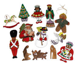 13 Mixed Lot Adorable Wooden Christmas Ornaments Santa Nativity Tree Toy Soldier - £5.53 GBP