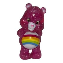 Care Bears Mini Non-Poseable Plastic Cheer Bear Toy Figure Glitter Embedded Rare - £4.75 GBP