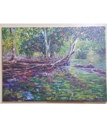 Original drawing Acrylic paint on canvas Natural scenery, forests and st... - £392.79 GBP