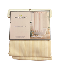 Threshold Shower Curtain Variegated Stripe Fabric Tan 72X72 Standard Top - $13.56