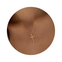 kiss Gold Cross Necklace for Women, Simple 14K Gold/Sterling - £37.52 GBP