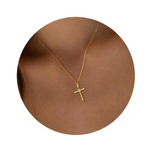 kiss Gold Cross Necklace for Women, Simple 14K Gold/Sterling - $910.51 MXN