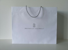 New BRUNELLO CUCINELLI White Paper Gift Shopping Bag Large 16.25&quot;x13.5&quot;x... - £15.45 GBP