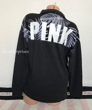 Victoria&#39;s Secret Pink Slouchy Quarter Zip Tropical Palm Pullover Sweater -Small - £51.83 GBP
