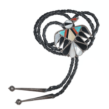 Large c1950&#39;s zuni thunderbird sterling channel inlay bolo tie - £275.20 GBP