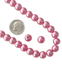 50 Pearl Beads Pink Celestial Crystal Glass 8mm Round Pearls Strand - £3.16 GBP