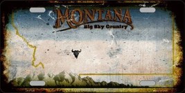 Montana State Background Rusty Novelty Metal License Plate - £16.49 GBP