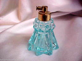 Vintage Pressed Glass Blue Glass Spray Atomizer Perfume Bottle - £28.04 GBP