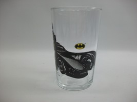 Batman Drinking Glass Tumbler Batmobile Bat Symbol VTG 1989 DC Comics 4.25&quot; Tall - £5.75 GBP