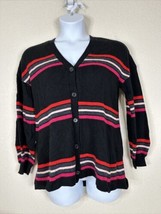 NWT Democracy Womens Size L Stripe V-neck Button Up Sweater Long Sleeve - £9.90 GBP