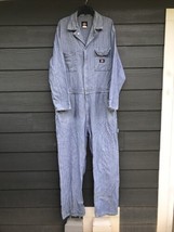 Vintage Dickies Mens Mechanic Sz XL Coveralls Bibs Suit Blue Herringbone... - $24.23