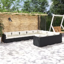  Garden Lounge Set Black PE rattan, powder-coated steel, fabric - $2,050.17 CAD
