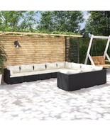  Garden Lounge Set Black PE rattan, powder-coated steel, fabric - €1.286,24 EUR