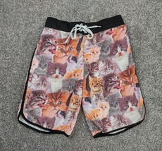 Bioworld Swim Trunks Mens Small Kitten Lined Hybrid Boardshorts Drawstring - $11.99