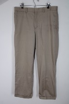 LL Bean 36 Light Khaki Beige Classic Fit Cuffed Cotton Chino Pants Flaws... - $20.90