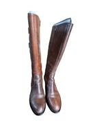 Ecco Women&#39;s Boots Block Heels Knee High Riding Zip Buckle Leather Brown... - £35.03 GBP