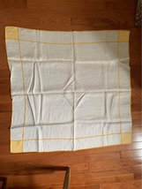 Vintage yellow Trim Linen Tablecloth &amp; 4 Napkins Set - $20.28