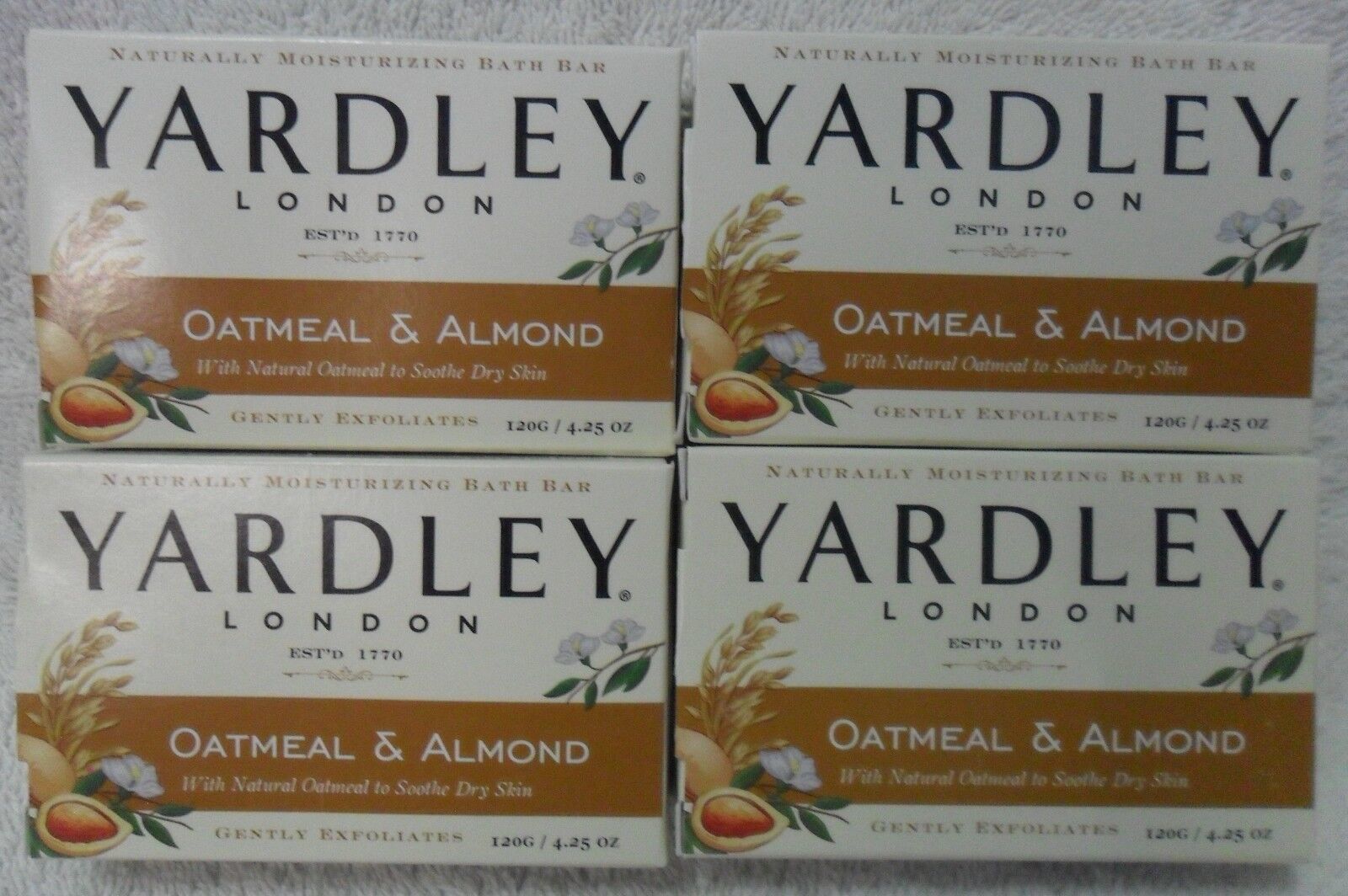 Qty 4 New Yardley London Oatmeal & Almond Moisturizing & Soothing Bath Soap Bars - $14.89
