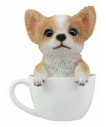 Realistic Tan Chihuahua Dog in Teacup Statue 5.75&quot;H Pet Pal Chihuahuas D... - £26.06 GBP