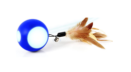 NEW Interactive Cat Toy Moving Billiard Ball w/ LED lights feathers &amp; bell blue - £9.63 GBP