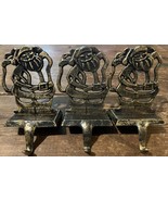 Vintage Set Of 3 Metal Santa Shelf Sitter Stocking Holders - €12,16 EUR