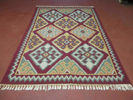 4x6 Vintage Handmade Turkish Flat Weave Rug Kilim Wool Caucasian Shirvan Nice - £252.98 GBP