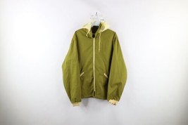 Vtg 50s 60s Streetwear Mens M Distressed Full Zip Hooded Jacket Avocado Green - £62.26 GBP