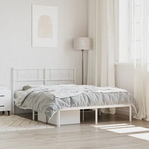  Bed Frame White Powder-Coated Steel Full Bed Frame Rectangular - $182.99