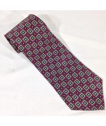 John Ashford Mens 100% Silk Tie Maroon w/ Blue Block Design Sz 56&quot;x 3.75... - $20.49 CAD