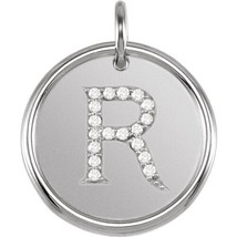 Precious Stars Unisex Sterling Silver 1/10CTW White Diamond Initial R Pendant - £212.44 GBP