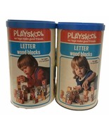 Vintage 1972 Playskool Wood Letter Blocks Original Packaging 2 sets of 2... - £23.24 GBP