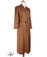 Vintage 40s Gabardine Charles Hymen Dress - Shoulder Pads Metal Zip - M ... - £74.49 GBP