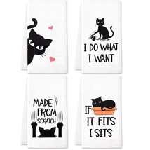 Cute Cats Microfiber Bath Towels Set Of 4, 18In X 24In, Perfect For Cat Lovers,  - £22.29 GBP