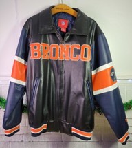 VTG NFL Denver Broncos Embroidered Leather Bomber Jacket Zip Up Mens 1X Big Rare - £57.85 GBP