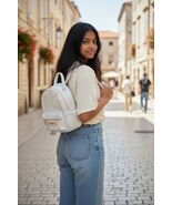 Juicy Couture Mini Backpack Cream Embossed Logo Faux Leather - $88.10