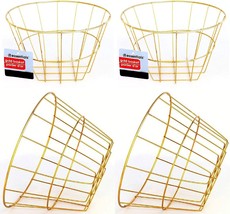 Gold Iron Wire Baskets And Trays, Round And Rectangular, 4-Ct Sets (Round) - £33.02 GBP
