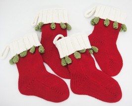 Hand Crafted Knit Christmas Stocking Decoration Lot of 4 Tassels Ornamen... - £7.39 GBP