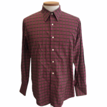 Robert Graham Men&#39;s Maroon Plaid Checkerboard Button Down Shirt LS Size L - $23.12