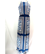 AUW Women&#39;s Sleeveless Halter Blue Scarf Print Maxi Dress size 6 - £22.84 GBP
