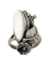 Vintage Southwestern 925 Sterling Silver Mother of Pearl Ring Size 10.5 ... - $93.10