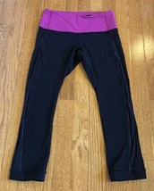 Lululemon Run excel cropped legging pink black size 4 crop luon run athl... - $14.82