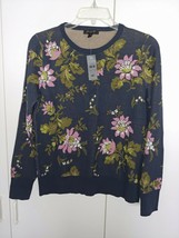 Ann Taylor Ladies Ls NAVY/FLORAL CREW-NECK Pullover SWEATER-MP-NWT-VISCOSE/NYLON - £10.37 GBP