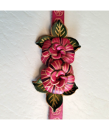 Small Flower Cowhide Leather Bracelet Wrist Pink Handmade Handcrafted Do... - $6.92