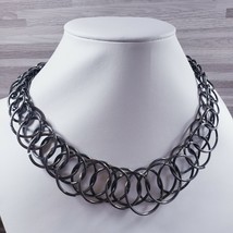 Express Sculptural Oxidized Silver Tone 18&quot;- 20&quot; Chain Necklace - £9.02 GBP