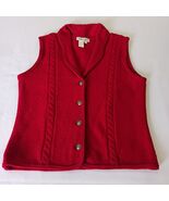 Coldwater Creek RN#98516 Women's Red Front Button 100% Wool Sleeveless V... - $26.72