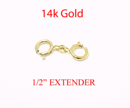 1/2&quot; 14k Solid  Yellow Gold  Round Link Extender Safety Chain Necklace B... - £23.73 GBP