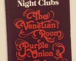 Vintage Venetian Room Brochure Purple Onion San Francisco California BR4 - $9.89