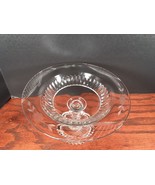 CRYSTAL ETCHED FOOTED PEDESTAL COMPOTE/CANDY DISH CLEAR + ETCHING EC NICE! - £10.35 GBP